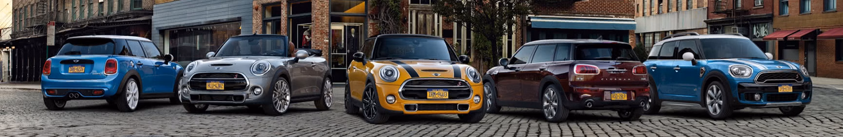Mini Coopers Parked in a row