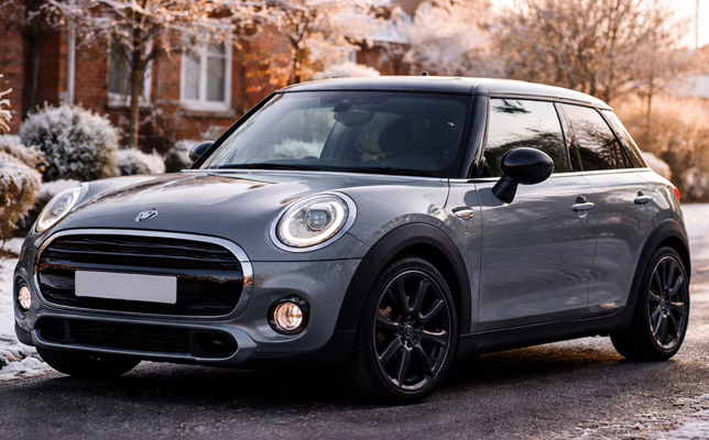 Sell your Mini in January parked on a UK residential street in winter